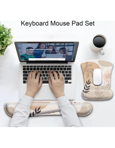 Almohadilla ergonómica para muñeca Wiabsi Hojas Boho - 2 piezas 2