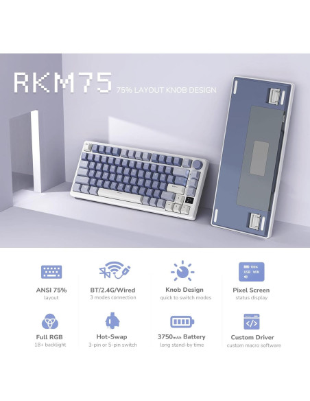 Teclado Mecánico RK Royal Kludge M75 75% RGB Bluetooth