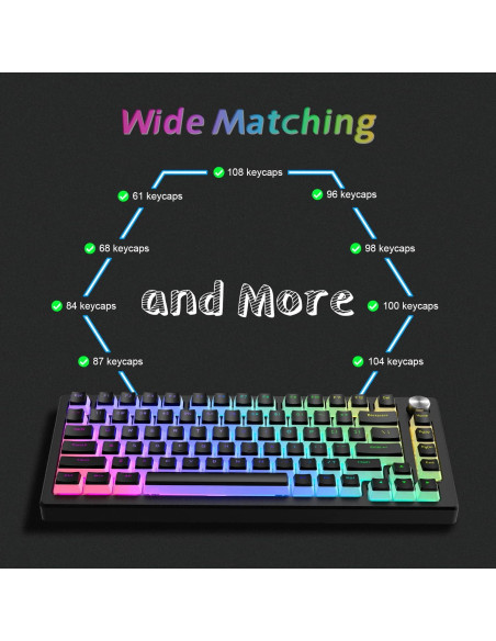 Womier Pudding Keycaps Set 165 Teclas PBT Negro Compatible