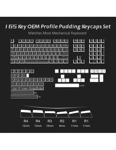 Womier Pudding Keycaps Set 165 Teclas PBT Negro Compatible