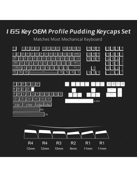 Womier Pudding Keycaps Set 165 Teclas PBT Negro Compatible