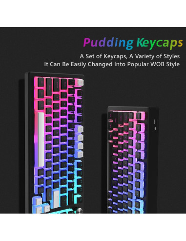 Womier Pudding Keycaps Set 165 Teclas PBT Negro Compatible