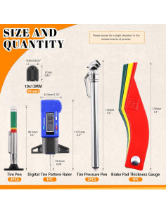 Juego de herramientas de medición de neumáticos Rustark 17 piezas 2