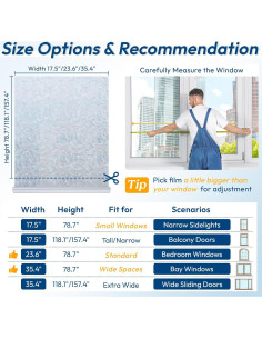 Película de Privacidad Rabbitgoo 44.5x200 cm Vinilo Transparente 2
