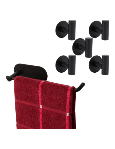 Juego de Accesorios de Baño TocTen - Barra y 5 Ganchos SUS304