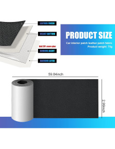 Parche de Reparación de Cuero Negro Jewkot 7.62x152.4 cm 2