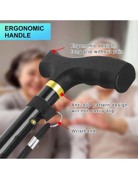 Bastón Plegable Akeoil Ajustable para Caminata - Negro