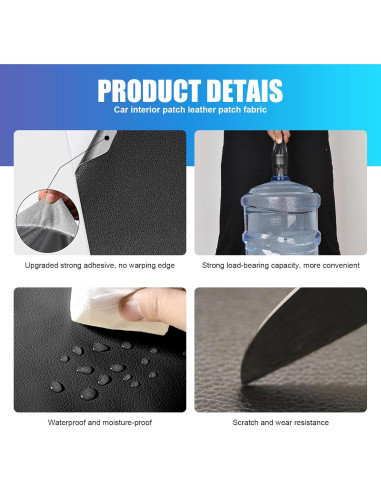 Parche de Reparación de Cuero Negro Jewkot 7.62x152.4 cm