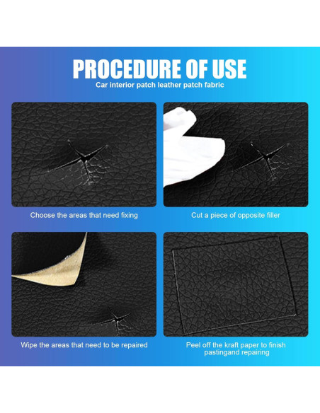 Parche de Reparación de Cuero Negro Jewkot 7.62x152.4 cm