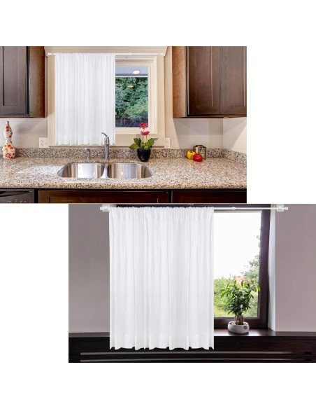 Barra de Cortina Ajustable Patelai 40-70 cm Blanca con Ganchos