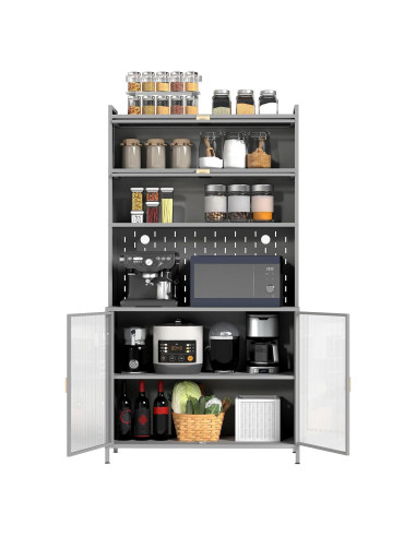 Armario de Almacenamiento de Cocina Rovibek 185 cm Gris 6 Niveles