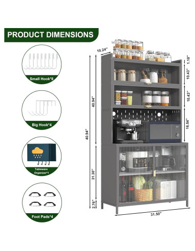 Armario de Almacenamiento de Cocina Rovibek 185 cm Gris 6 Niveles