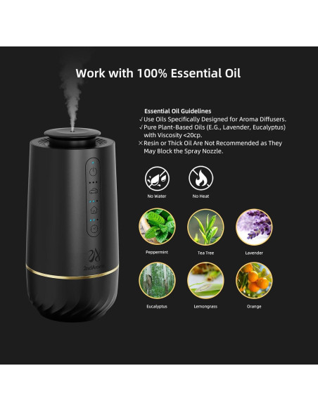 Difusor de Aceite Esencial Sin Agua 2ndAroma Negro 10ml Difusor de Aceite Esencial Sin Agua 2ndAroma Negro 10ml