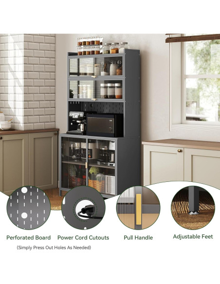 Armario de Almacenamiento de Cocina Rovibek 185 cm Gris 6 Niveles