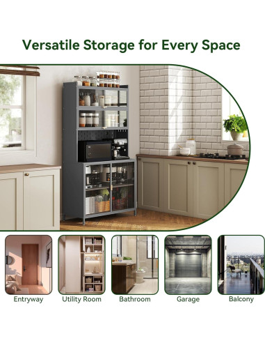 Armario de Almacenamiento de Cocina Rovibek 185 cm Gris 6 Niveles