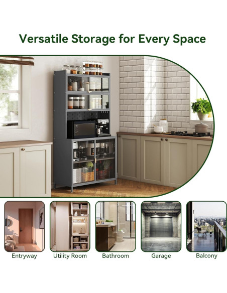 Armario de Almacenamiento de Cocina Rovibek 185 cm Gris 6 Niveles