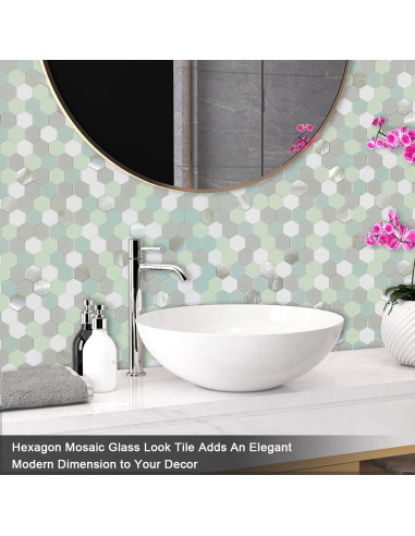 Azulejo Autoadhesivo BeNice Hexagonal Verde 10 Hojas 7.75 m