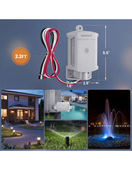 Temporizador Inteligente WiFi SURAIELEC 15A 120V Impermeable