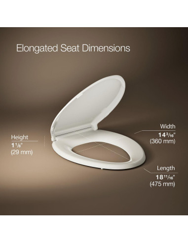 Asiento de Inodoro Alargado KOHLER 4636-RL-96 Cierre Suave Biscuit