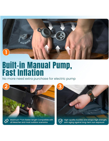 Asiento Inflable Ergonómico Cuarko para Estadio con Respaldo