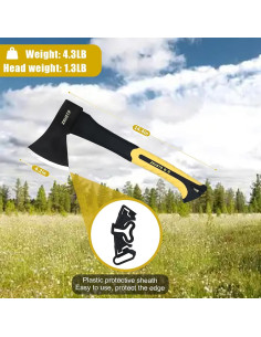 Hacha de Camping ZEUSTR 28 cm, Acero Forjado, Mango Absorbente 2