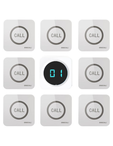 Sistema de Llamada Inalámbrico SINGCALL con 8 Botones y Receptor