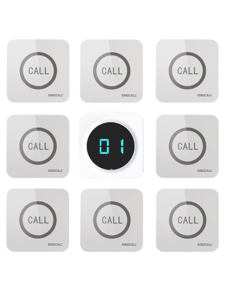 Sistema de Llamada Inalámbrico SINGCALL con 8 Botones y Receptor
