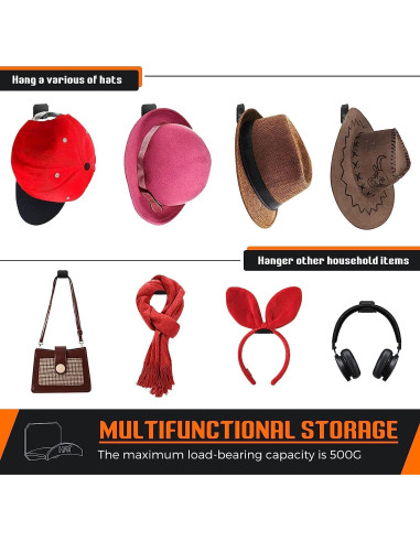 10 Ganchos Autoadhesivos para Sombreros joyliveCY - Negro