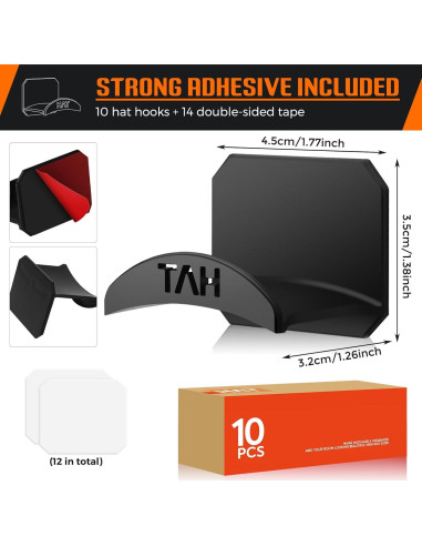10 Ganchos Autoadhesivos para Sombreros joyliveCY - Negro