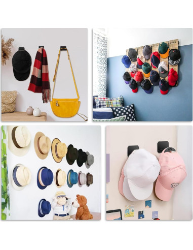 10 Ganchos Autoadhesivos para Sombreros joyliveCY - Negro