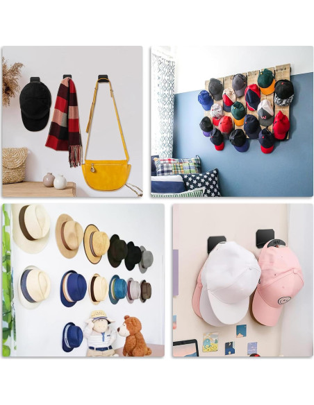10 Ganchos Autoadhesivos para Sombreros joyliveCY - Negro
