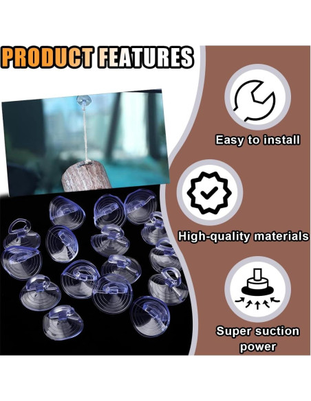 24 Ventosas de PVC KITUREK para Parabrisas de Coche Transparente