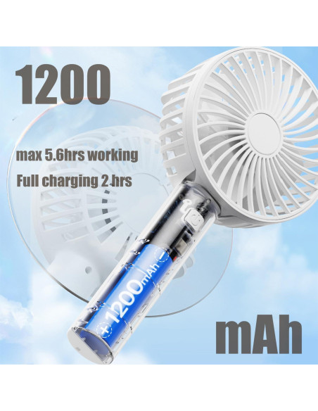 Ventilador Portátil de Mano UF505 Blanco 1200mAh 3 Velocidades