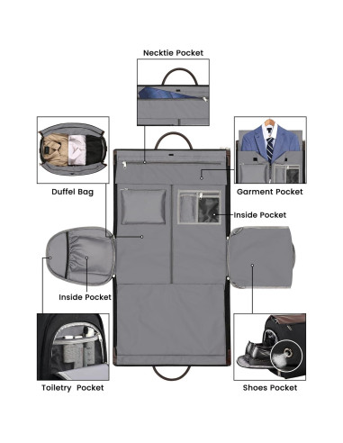 Bolsa de Ropa Duffle Jiefeike 2 en 1 para Viaje - Negro