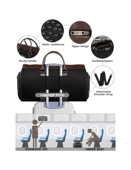 Bolsa de Ropa Duffle Jiefeike 2 en 1 para Viaje - Negro