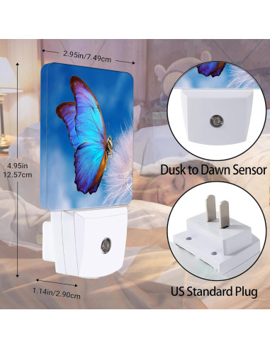 Luz Nocturna Mariposa Azul Jopowide con Sensor de Luz
