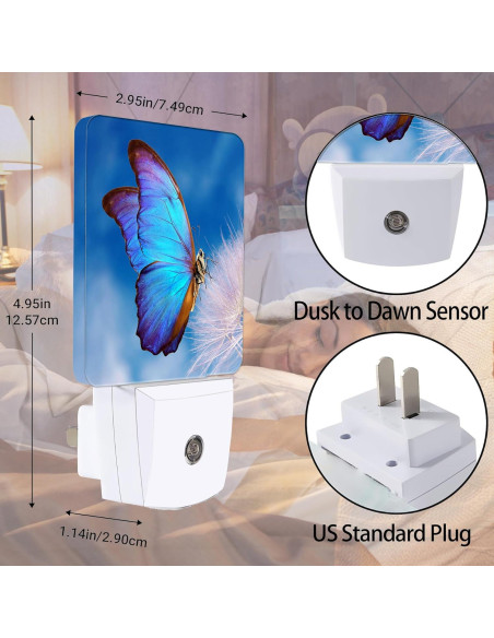 Luz Nocturna Mariposa Azul Jopowide con Sensor de Luz
