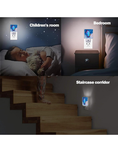 Luz Nocturna Mariposa Azul Jopowide con Sensor de Luz