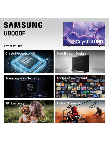 Samsung Televisor Inteligente 4K U8000F 43" (Modelo 2025) - Seguridad Knox, Alexa
