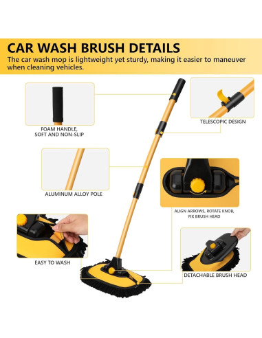 Cepillo de Lavado de Autos DEPOTA con Mango Telescópico 1.22 kg