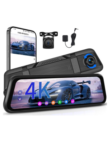 Cámara de tablero espejo 4K AMprime 9.66" GPS Dual