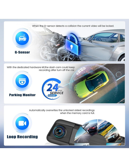 Cámara de tablero espejo 4K AMprime 9.66" GPS Dual