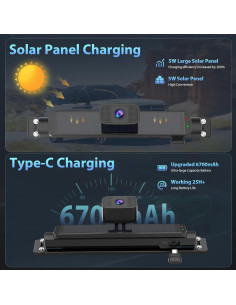 Cámara de Respaldo Inalámbrica Solar Carpuride 1080P 7" 2