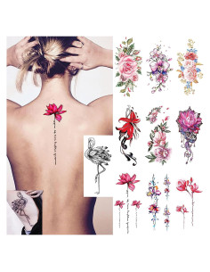 Tatuajes Temporales de Flores Ooopsi - 10 Hojas Premium