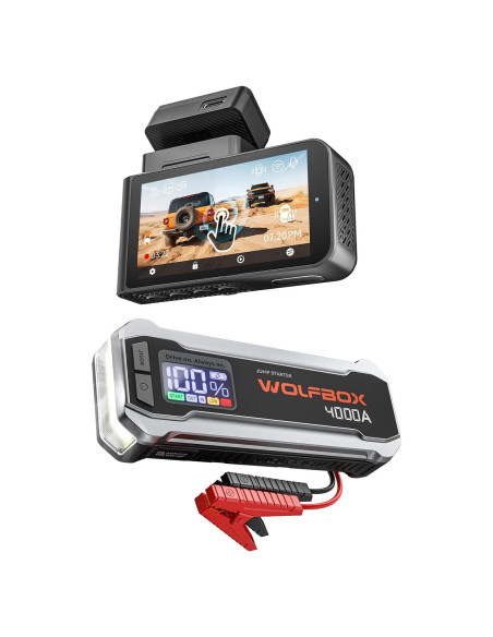 Arrancador de Batería 24000mAh WOLFBOX 4000A + Cámara X3 2.5K