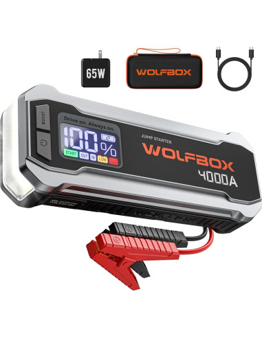 Arrancador de Batería 24000mAh WOLFBOX 4000A + Cámara X3 2.5K