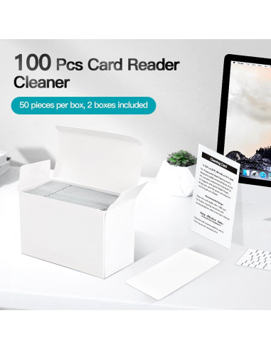 100 Tarjetas de Limpieza Doble Cara ZISDHNEO para Lectores de Tarjetas