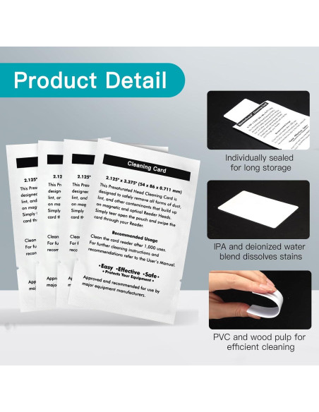 100 Tarjetas de Limpieza Doble Cara ZISDHNEO para Lectores de Tarjetas