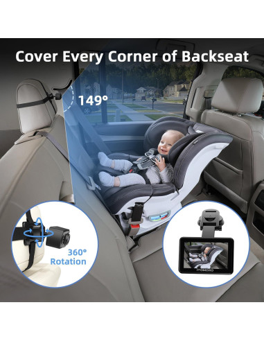 Cámara de Auto para Bebés Itomoro HD 1080P con Pantalla 5"