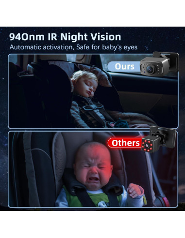 Cámara de Auto para Bebés Itomoro HD 1080P con Pantalla 5"